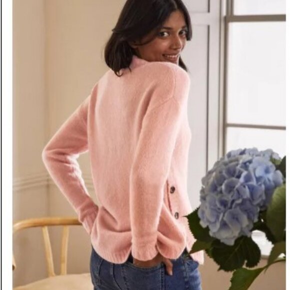 BODEN Fluffy Side Button Jumper Crew Neck Sweater Size 6 Pink Peach - Picture 8 of 16
